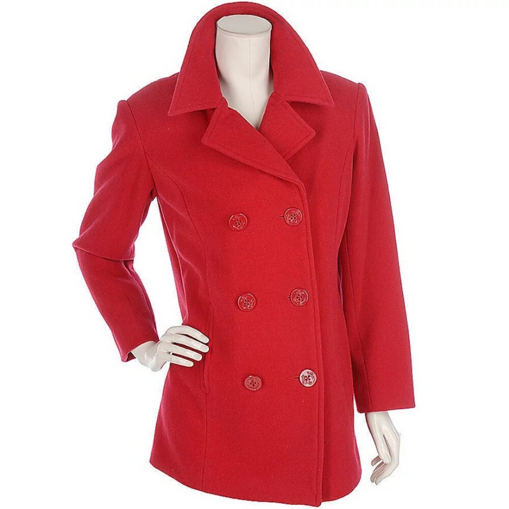 Centigrade Fully Lined Double Breasted Wool Peacoat    14722